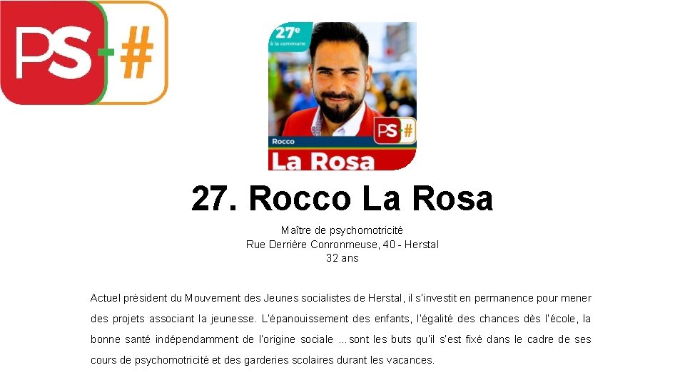 27. Rocco La Rosa Maître de psychomotricité Rue Derrière Conronmeuse, 40 - Herstal 32