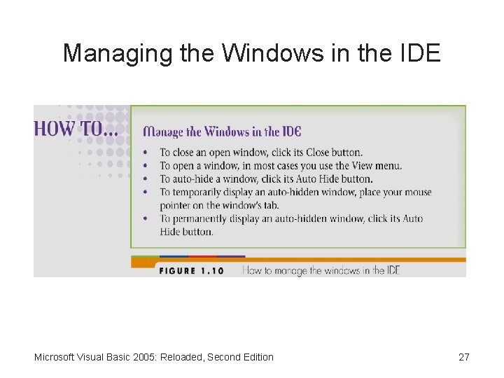 Managing the Windows in the IDE Microsoft Visual Basic 2005: Reloaded, Second Edition 27