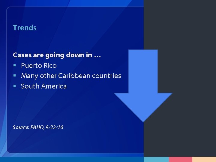 Trends Cases are going down in … § Puerto Rico § Many other Caribbean