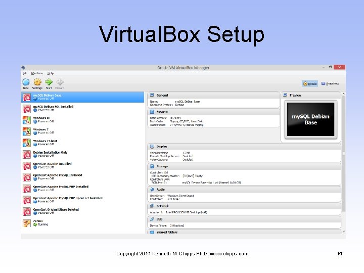 Virtual. Box Setup Copyright 2014 Kenneth M. Chipps Ph. D. www. chipps. com 14