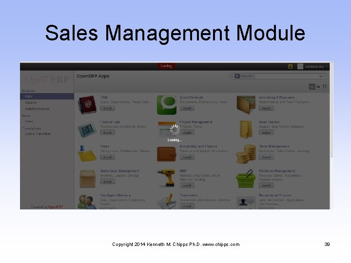 Sales Management Module Copyright 2014 Kenneth M. Chipps Ph. D. www. chipps. com 39