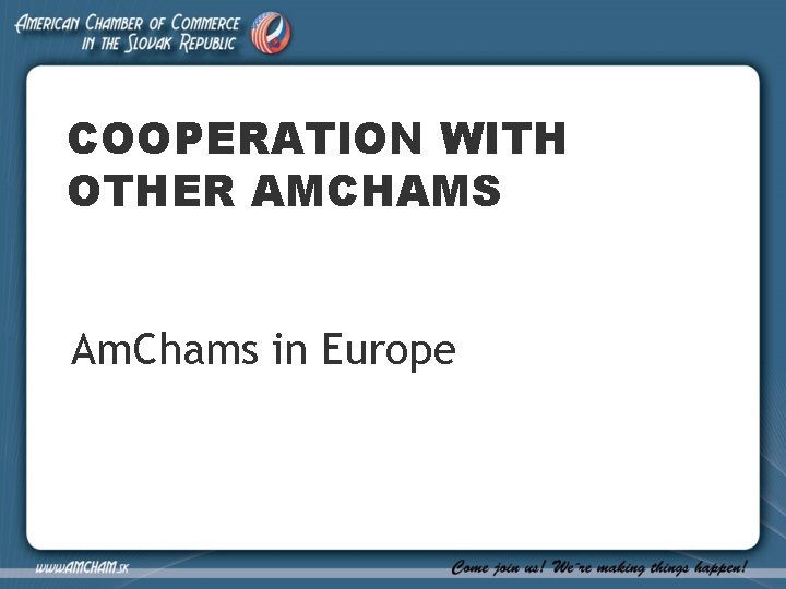 COOPERATION WITH OTHER AMCHAMS Am. Chams in Europe 