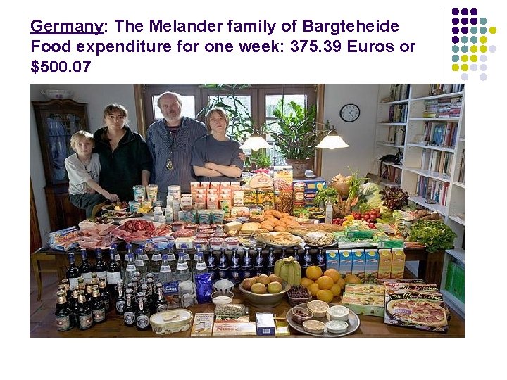 Germany: The Melander family of Bargteheide Food expenditure for one week: 375. 39 Euros