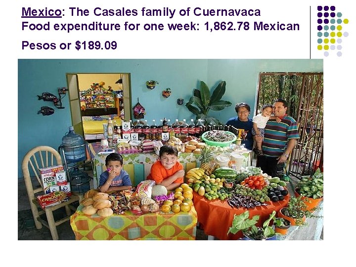 Mexico: The Casales family of Cuernavaca Food expenditure for one week: 1, 862. 78