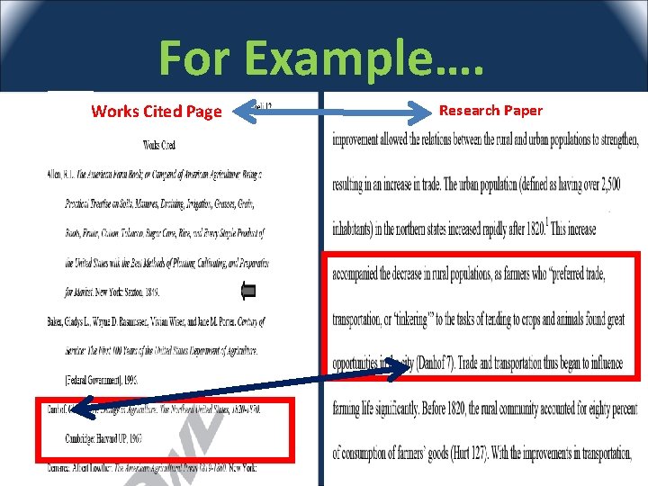 For Example…. Works Cited Page / Research Paper 