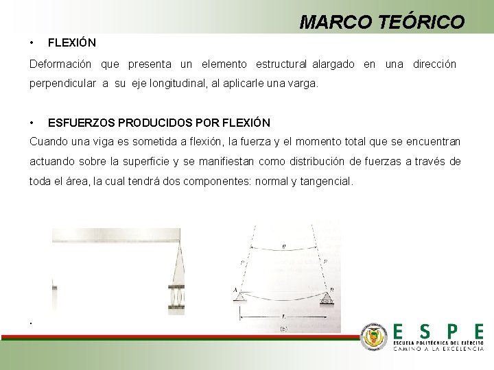 MARCO TEÓRICO • FLEXIÓN Deformación que presenta un elemento estructural alargado en una dirección