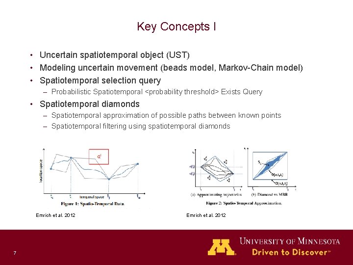 Key Concepts I • Uncertain spatiotemporal object (UST) • Modeling uncertain movement (beads model,