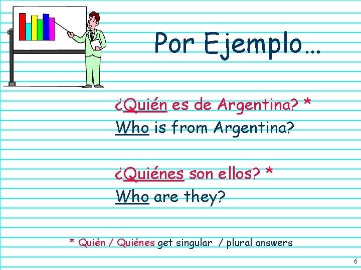 Por Ejemplo… ¿Quién es de Argentina? * Who is from Argentina? ¿Quiénes son ellos?