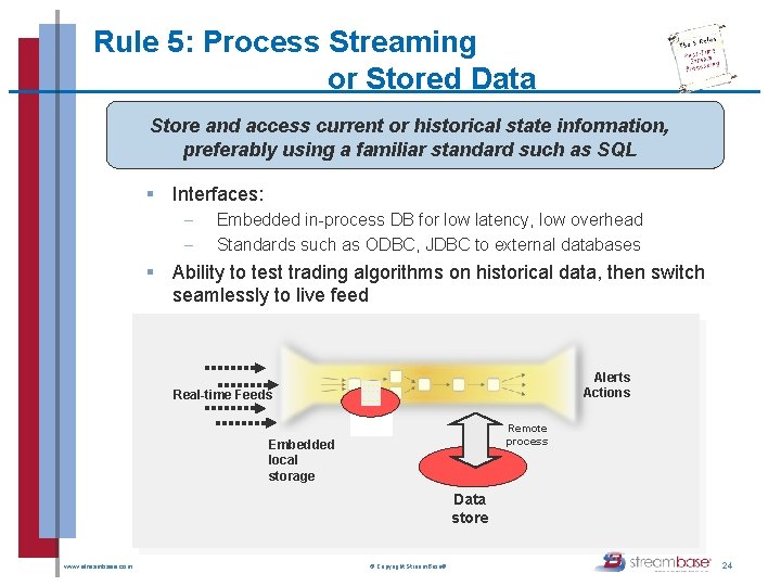 Rule 5: Process Streaming or Stored Data Store and access current or historical state Rule 5: Process Streaming or Stored Data Store and access current or historical state