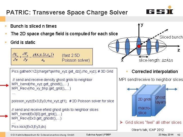 PATRIC: Transverse Space Charge Solver y § Bunch is sliced n times § The