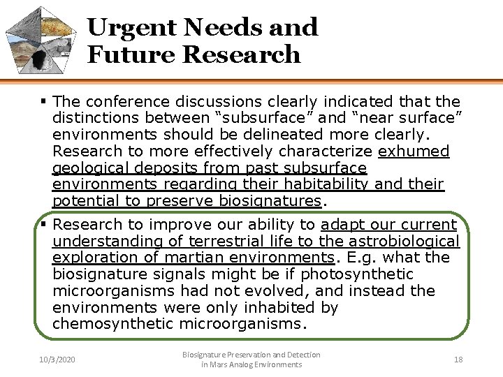 Urgent Needs and Future Research § The conference discussions clearly indicated that the distinctions