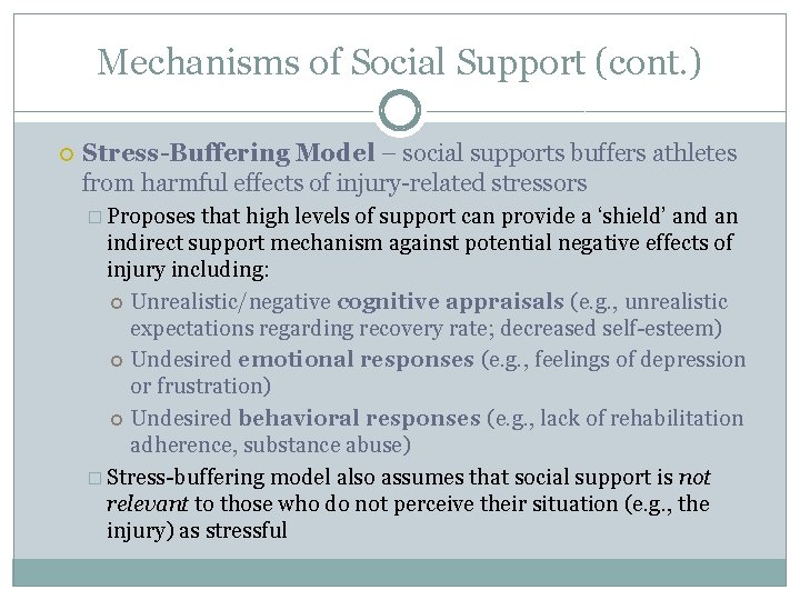 Social Support in Sport Injury Rehabilitation WEEK 10