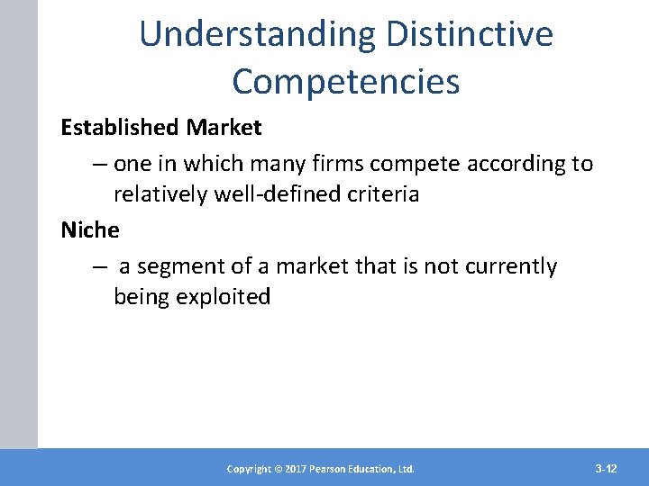 Understanding Distinctive Competencies Established Market – one in which many firms compete according to