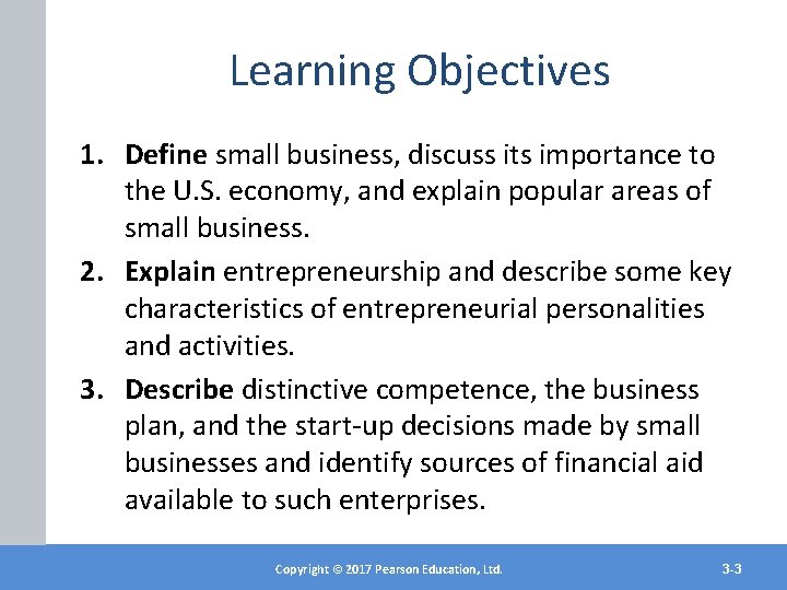 Learning Objectives 1. Define small business, discuss its importance to the U. S. economy,