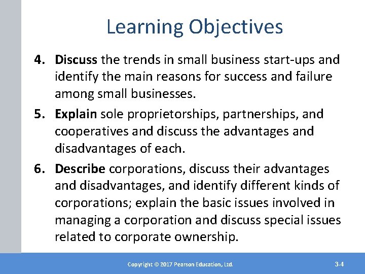 Learning Objectives 4. Discuss the trends in small business start-ups and identify the main