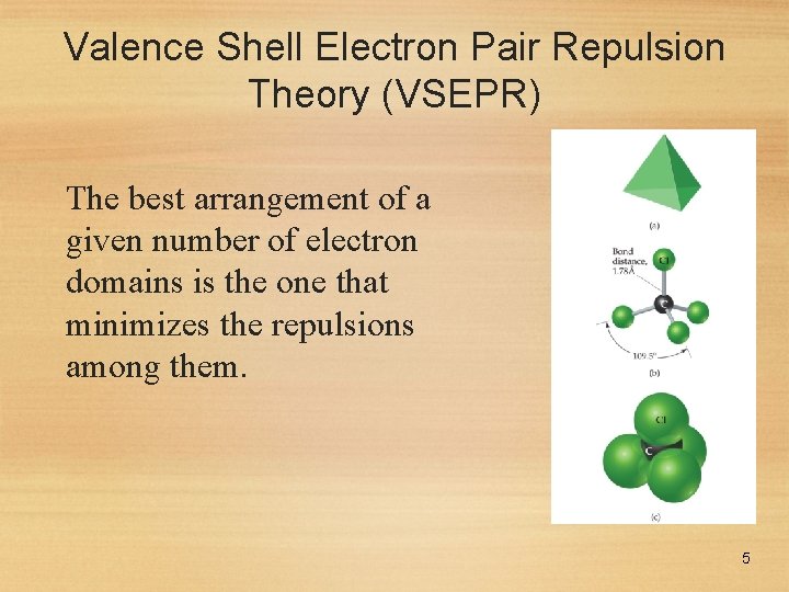 Valence Shell Electron Pair Repulsion Theory (VSEPR) The best arrangement of a given number