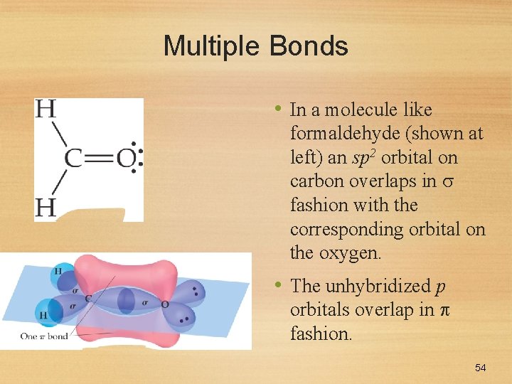 Multiple Bonds • In a molecule like formaldehyde (shown at left) an sp 2