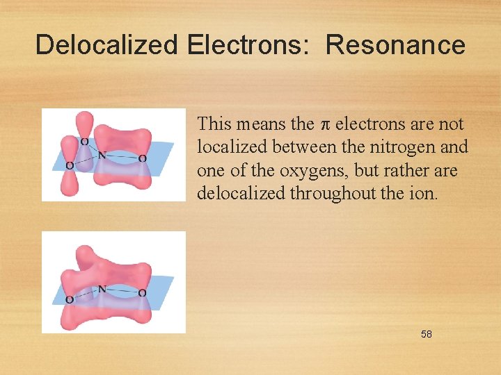 Delocalized Electrons: Resonance This means the electrons are not localized between the nitrogen and