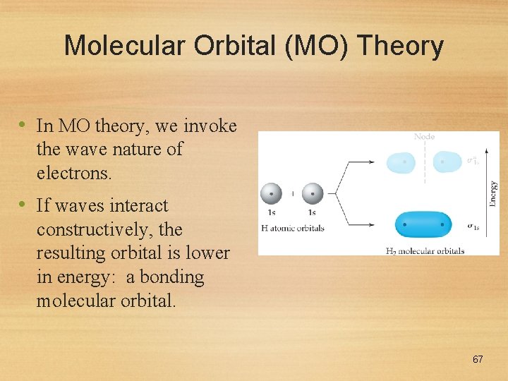 Molecular Orbital (MO) Theory • In MO theory, we invoke the wave nature of