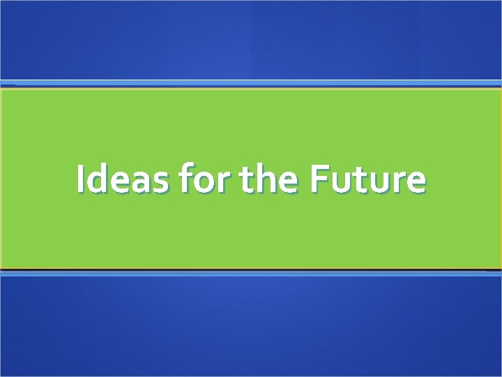 Ideas for the Future 