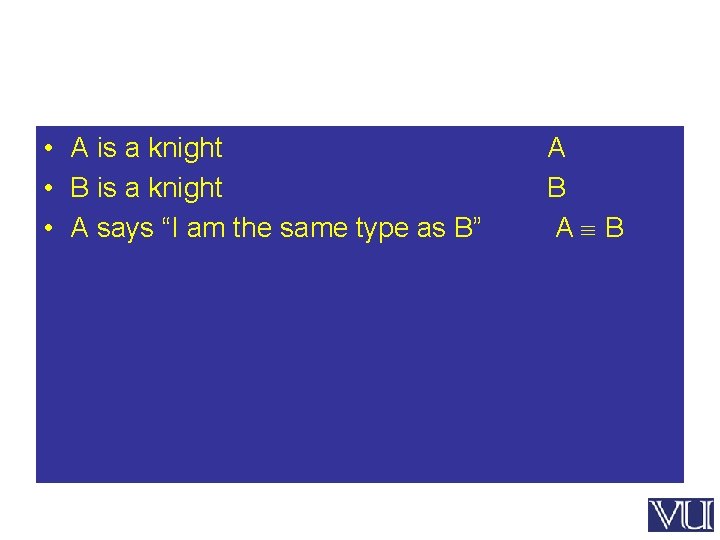  • A is a knight • B is a knight • A says