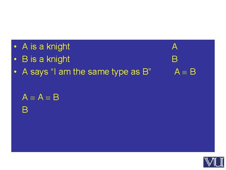  • A is a knight • B is a knight • A says