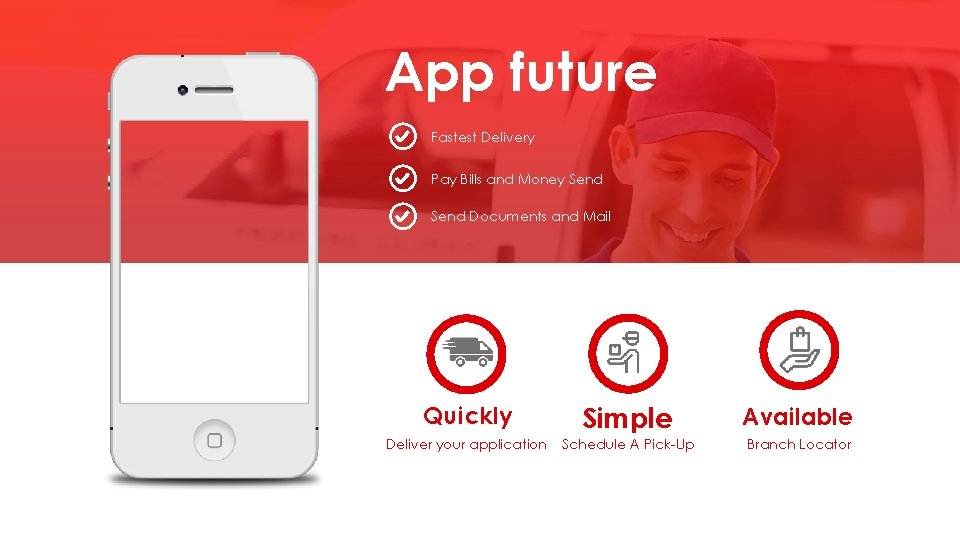 App future Fastest Delivery Pay Bills and Money Send Documents and Mail Quickly Simple