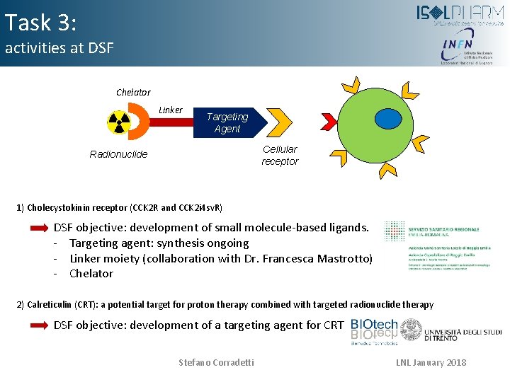 Task 3: activities at DSF Chelator Linker Targeting Agent Cellular receptor Radionuclide 1) Cholecystokinin