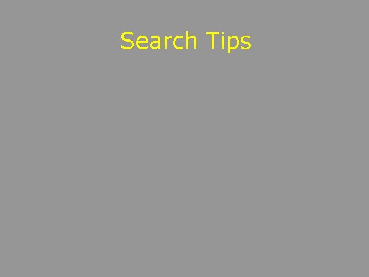 Search Tips 