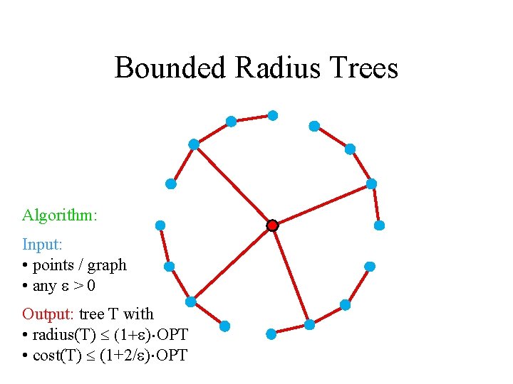 Bounded Radius Trees Algorithm: Input: • points / graph • any e > 0