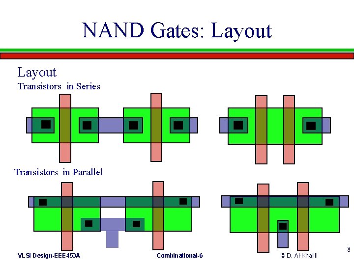 NAND Gates: Layout Transistors in Series Transistors in Parallel VLSI Design-EEE 453 A Combinational-6