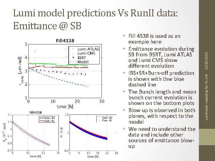 Luminosity modeling for HL-LHC • Fill 4538 is used as an example here •