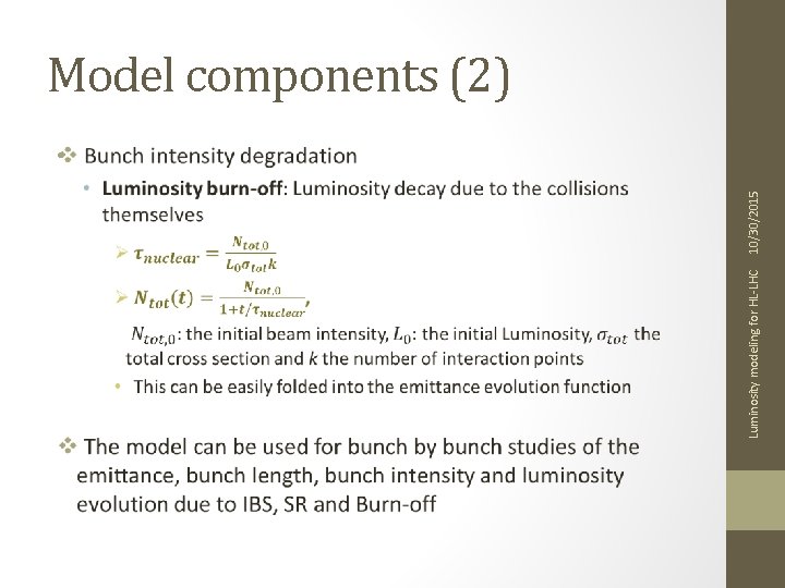 Luminosity modeling for HL-LHC 10/30/2015 Model components (2) • 