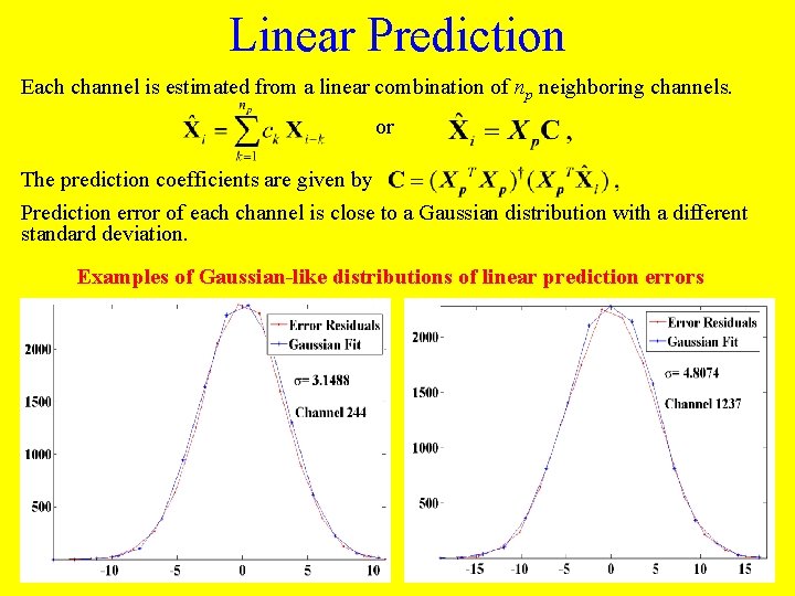 Linear Prediction Each channel is estimated from a linear combination of np neighboring channels.