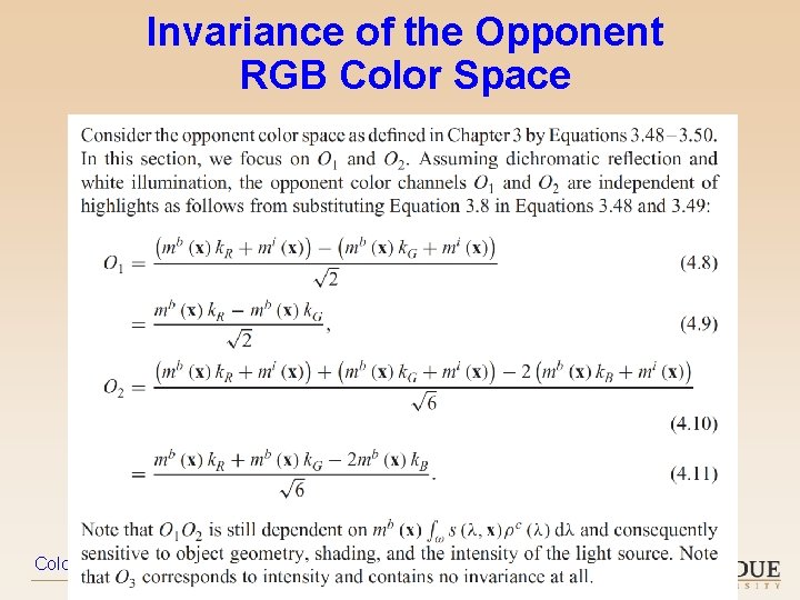 Invariance of the Opponent RGB Color Space Color in Computer Vision – 2019 