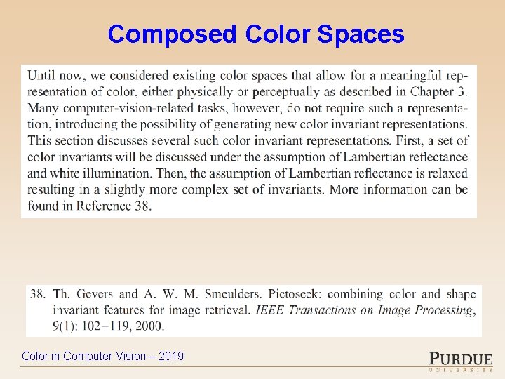 Composed Color Spaces Color in Computer Vision – 2019 