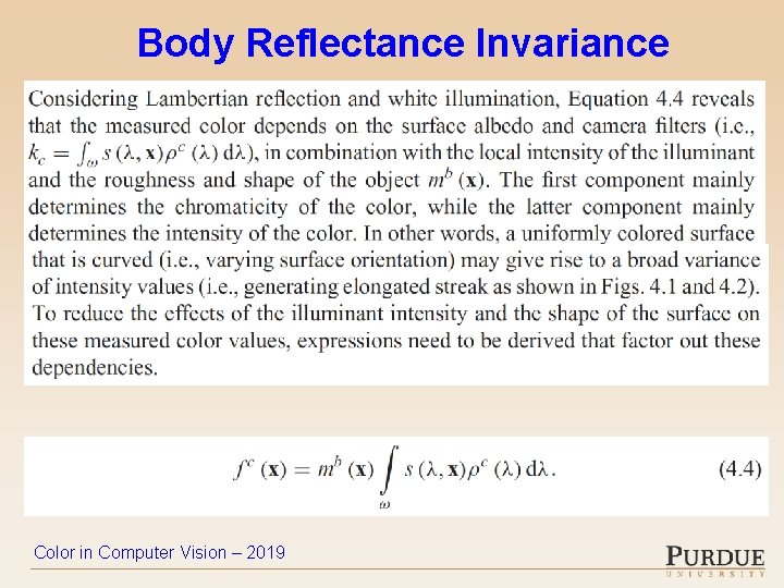 Body Reflectance Invariance Color in Computer Vision – 2019 