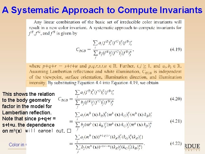 A Systematic Approach to Compute Invariants This shows the relation to the body geometry