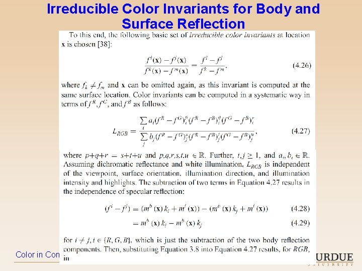 Irreducible Color Invariants for Body and Surface Reflection Color in Computer Vision – 2019