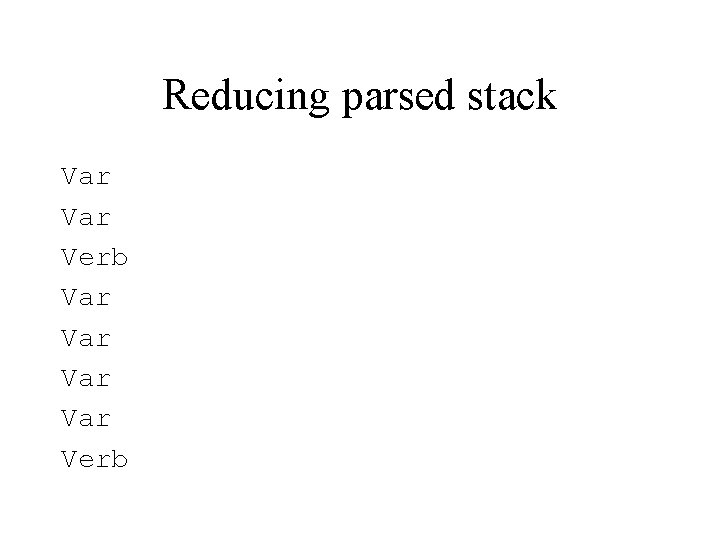 Reducing parsed stack Var Verb Var Var Verb Reducing parsed stack Var Verb Var Var Verb