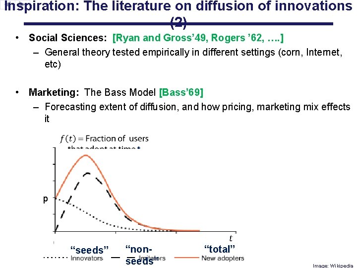Inspiration: The literature on diffusion of innovations (2) • Social Sciences: [Ryan and Gross’