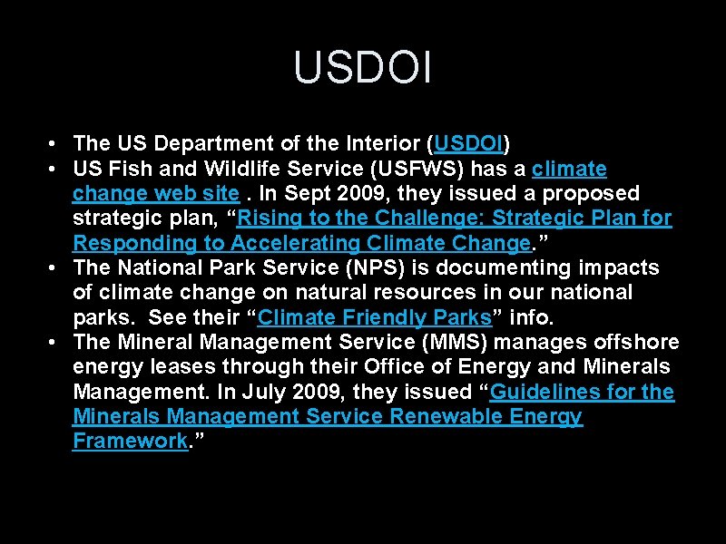 USDOI • The US Department of the Interior (USDOI) • US Fish and Wildlife
