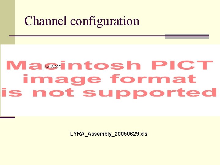 Channel configuration AXUV 20 D LYRA_Assembly_20050629. xls 