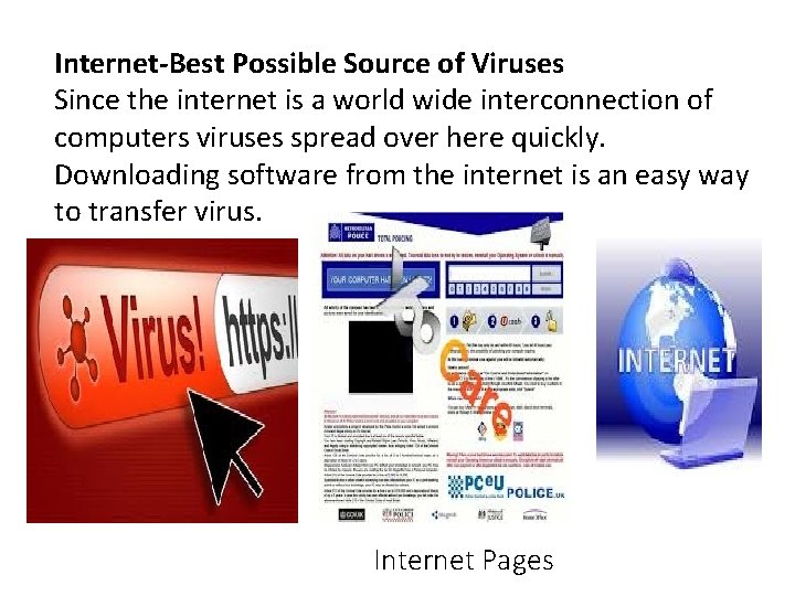 Internet-Best Possible Source of Viruses Since the internet is a world wide interconnection of