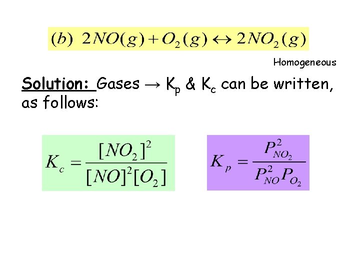 Homogeneous Solution: Gases → Kp & Kc can be written, as follows: 