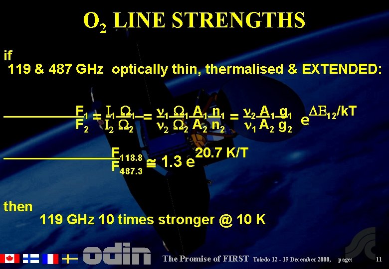 O 2 LINE STRENGTHS if 119 & 487 GHz optically thin, thermalised & EXTENDED: