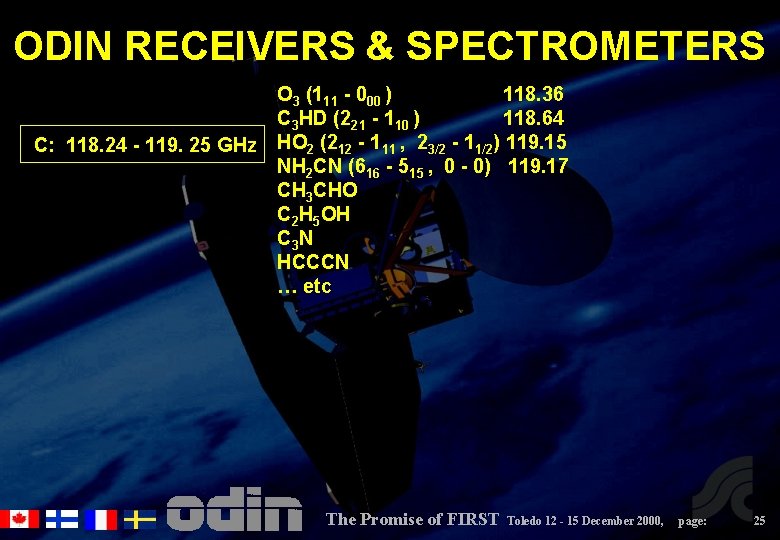 ODIN RECEIVERS & SPECTROMETERS C: 118. 24 - 119. 25 GHz O 3 (111