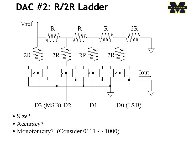 DAC #2: R/2 R Ladder Vref 2 R R R 2 R 2 R