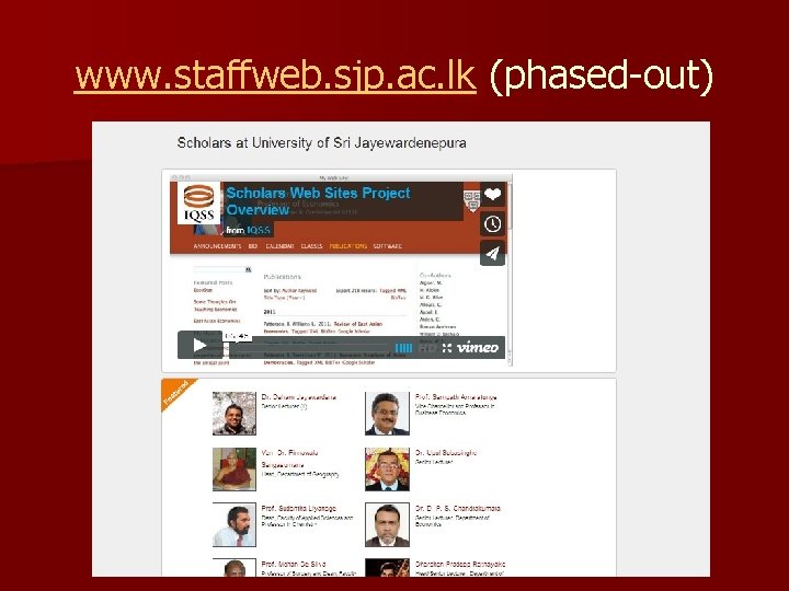 www. staffweb. sjp. ac. lk (phased-out) 