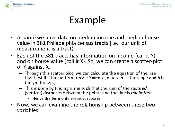 Example • Assume we have data on median income and median house value in